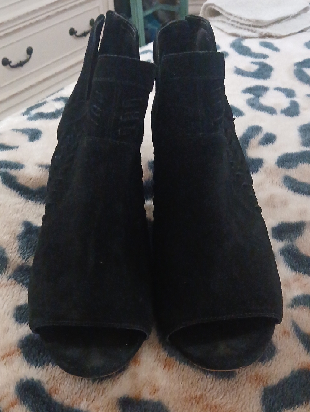 Vince Camuto Black Suede Open-Toe Mules